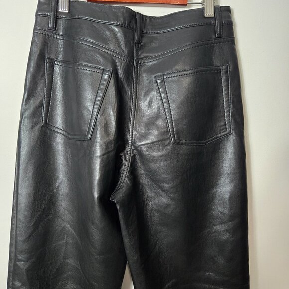 ARITZIA Wilfred Women's The Melina Faux Leather Straight Leg Pants Black - Picture 4 of 10